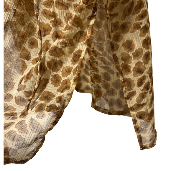 TieRack Leopard Print Sequin Beaded Lace Up Kaftan Tunic Brown Tan One Size - Picture 9 of 13